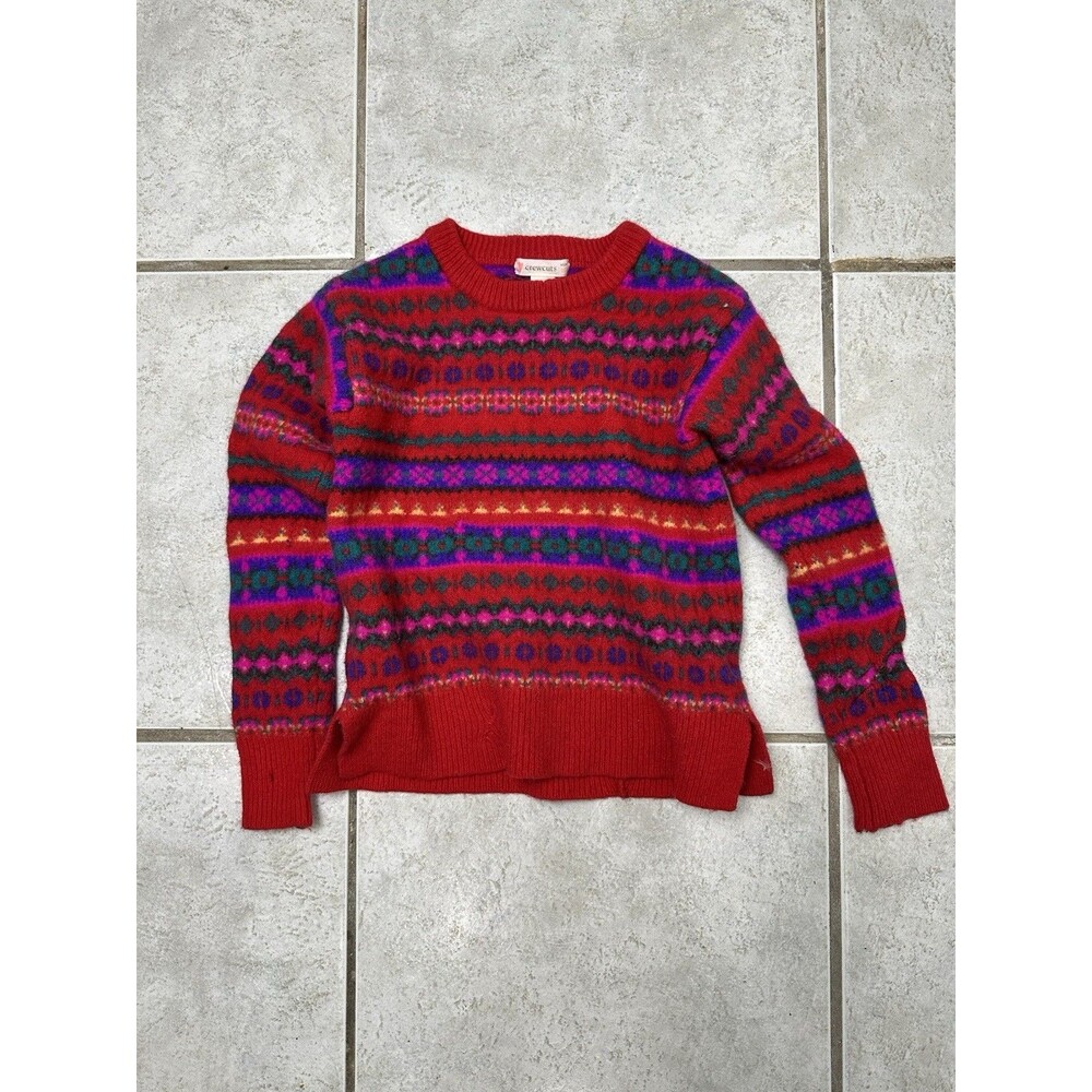 Crewcuts J.Crew Girls Fair Isle Sweater Size 10 Red Multicolor Knit